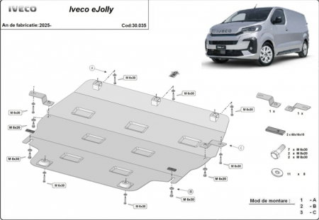 Scuturi metalice - Scut metalic motor cutie radiator oțel 2mm Iveco eJolly 2025+