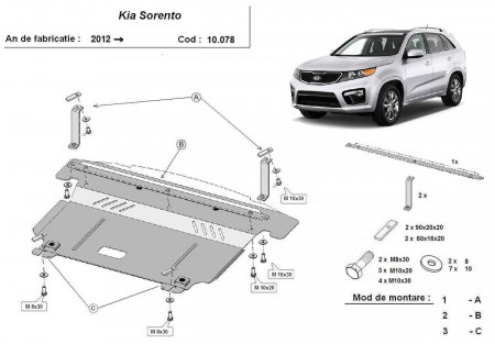 Scut motor Kia Sorento - Scut motor metalic Kia Sorento dupa 2012