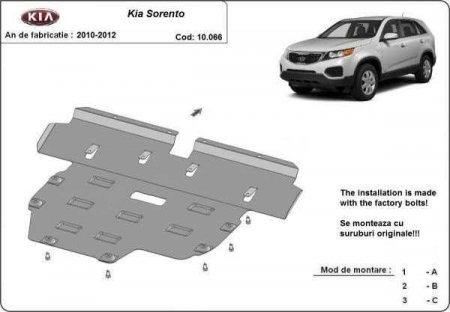 Scut motor Kia Sorento - Scut motor metalic Kia Sorento fabricata intre 2010 - 2012