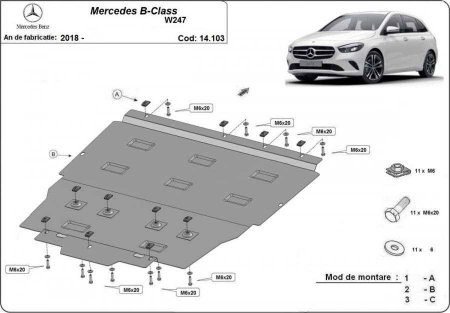 Scut motor Mercedes B-Class - Scut motor metalic Mercedes B-Class W247 dupa 2018