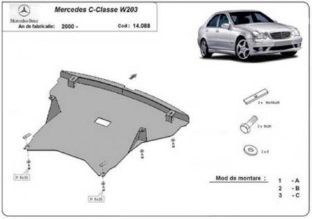 Scut motor Mercedes C-Class - Scut motor metalic Mercedes C-Class W203 diesel 2000-2007