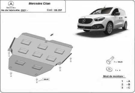 Scut motor Mercedes Citan - Scut motor metalic Mercedes Citan dupa 2021