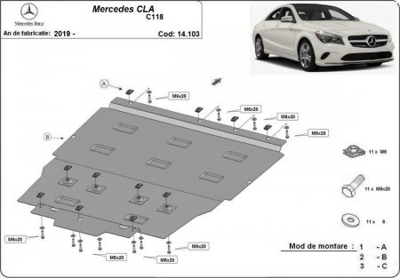 Scut motor Mercedes CLA - Scut motor metalic Mercedes CLA C118 dupa 2019