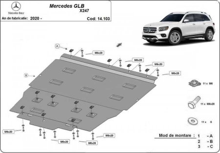 Scut motor metalic Mercedes GLB X247 dupa 2020