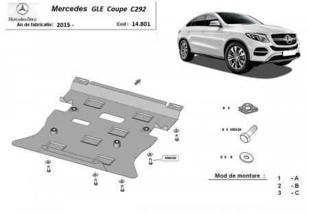 Scut motor Mercedes GLE - Scut motor metalic Mercedes GLE Coupe C292 dupa 2015