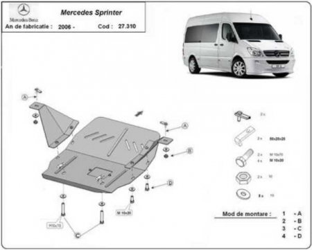 Scut motor si cutie viteze metalic 3mm Karmaster compatibil Mercedes Sprinter 2x4 2006-2017 [0]