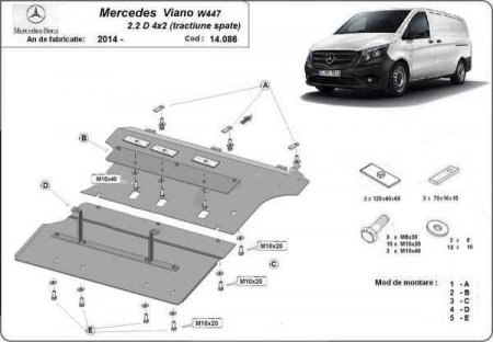 Scut motor Mercedes Viano - Scut Motor Metalic Nou Mercedes Viano W447 2.2D 4x2 Tractiune Spate