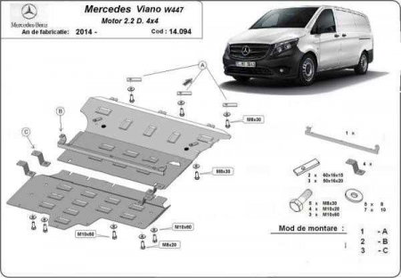 Scut motor Mercedes Viano - Scut Motor Metalic Mercedes Viano W447 2.2D 4x4 (2014-2020)