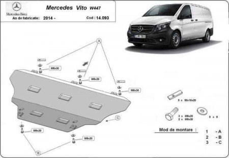 Scut motor Mercedes Vito - Scut-motor-cutie-viteze-radiator-metalic-Mercedes-Vito-W447-1-6D-4x2-2014-prezent-Karmaster