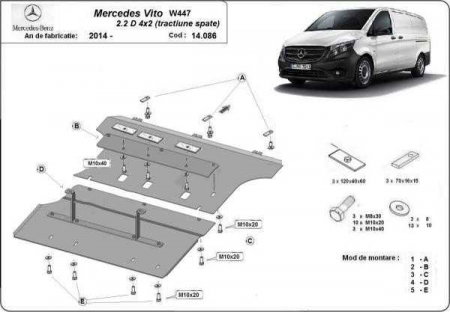 Scut motor Mercedes Vito - Scut-motor-cutie-viteze-bara-fata-integral-metalic-Mercedes-Vito-W447-2-2D-4x2-2014-prezent-Karmaster