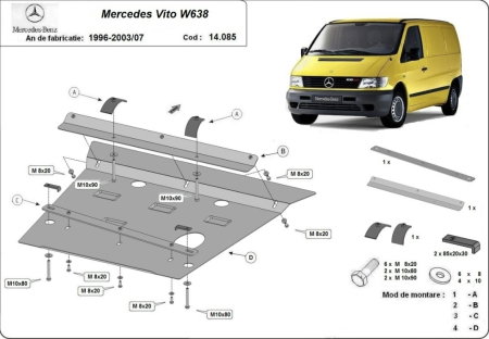 Scut motor Mercedes Vito - Scut Motor Metalic Mercedes Vito W638 (1996-2003) Toate Motorizarile