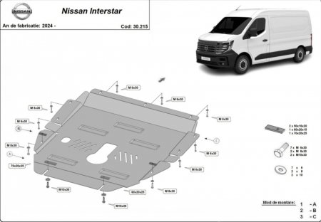Scut motor Nissan Interstar - Scut Metalic Motor, Cutie și Radiator Nissan Interstar (2024+)