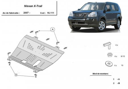 Scut motor metalic Nissan X-Trail T31 2007-2013 Karmaster, otel 2mm, protectie motor, cutie viteze, radiator, cod 16.111 [0]