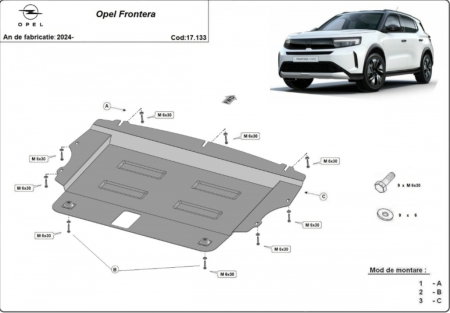 Scuturi metalice - Scut Metalic Motor și Cutie Viteze Opel Frontera (2024+)