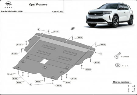 Scuturi metalice - Scut Metalic Motor, Cutie și Jug Motor Opel Frontera (2025+) - Model 2