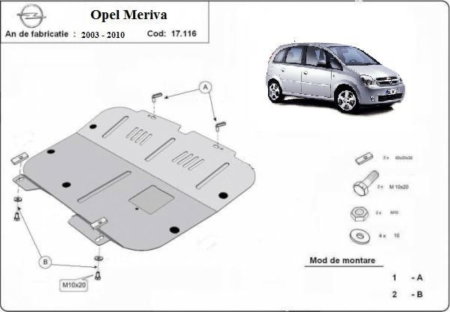 Scut motor Opel Meriva - Scut-Motor-Metalic-Opel-Meriva-A-2003-2010-7kg