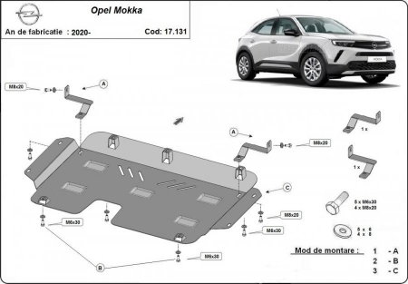 Scut protectie motor, cutie viteze si radiator Opel Mokka (otel 2mm)