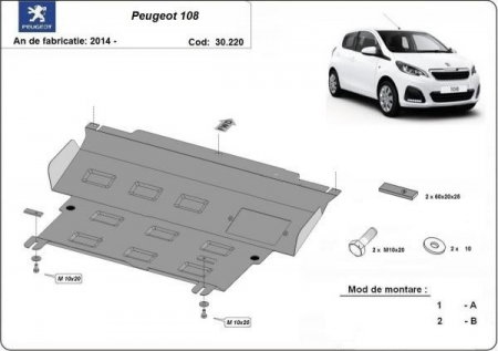 Scut motor Peugeot 108 - Scut Motor Metalic Karmaster Peugeot 108 2014-2021