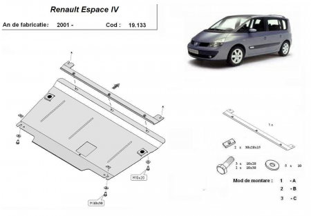 Scut Protecție Motor și Cutie Viteze Oțel 2mm Renault Espace IV 2001-2014 Karmaster 19.133 [0]