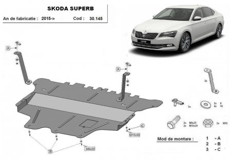 Scut motor Skoda - Scut Motor Metalic Otel Skoda Superb 2015-Prezent Cutie Automata DSG Karmaster 30.145A
