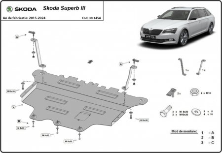 Scut Motor Metalic Otel Skoda Superb 2015-Prezent Karmaster 30.145A