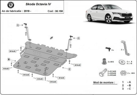 Scut Motor Radiator Cutie Viteze Metalic 2mm Skoda Octavia 4 2019-2026 (Cod Produs: 30.150)