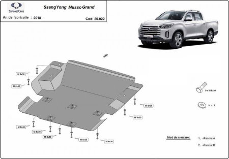 Scut Motor Metalic Otel SsangYong Musso Grand 2018-2026 Toate Motorizarile Karmaster 20.022