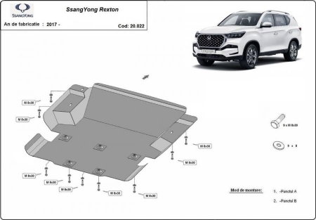 Scut motor metalic oțel SsangYong Rexton 2017 - 2026 protecție radiator și bară față Karmaster