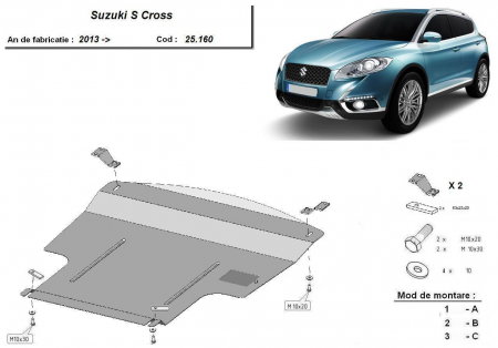 Scut Motor Metalic Suzuki S-Cross (2013-2021) – Oțel 2mm – Karmaster.ro