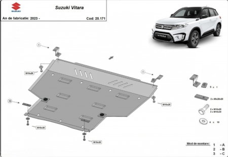 Scut Motor Metalic Suzuki Vitara (2023 - 2026) - Oțel 2mm, Cod 25.171