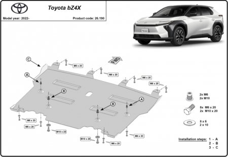 Scuturi metalice - Scut motor metalic oțel 2mm Toyota BZ4X (2022 - 2026) - Karmaster.ro