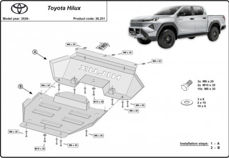 Scut Motor Metalic Toyota Hilux 2026+