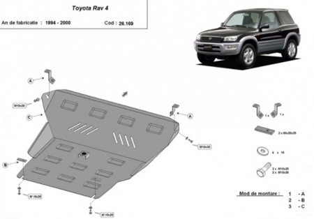 Scut metalic motor, cutie viteză, radiator și bară față Toyota RAV 4 (1994 - 2000) – Oțel 2mm [0]