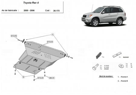 Scut metalic motor și cutie de viteză Toyota RAV 4 (2000 - 2006) – Oțel 2.5mm