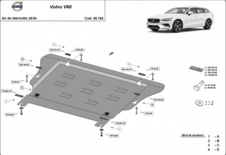 Scut motor Volvo - Scut Motor Metalic Volvo V60 (2018 - 2025) Protecție Profesională 2mm Karmaster