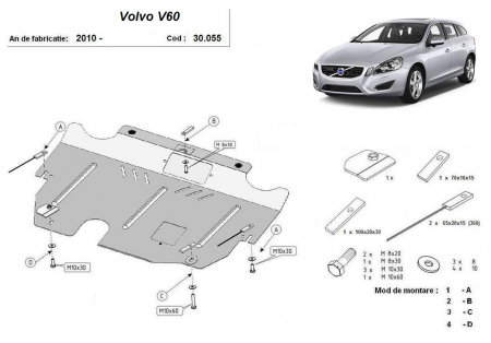 Scut Motor Metalic Volvo V60 (2010 - 2018) Protecție Profesională 2mm Karmaster [0]
