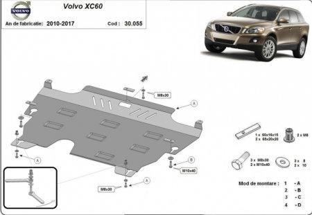 Scut motor Volvo - Scut motor metalic din otel de 2 mm pentru Volvo XC60 2010 - 2017 cod produs 30.055