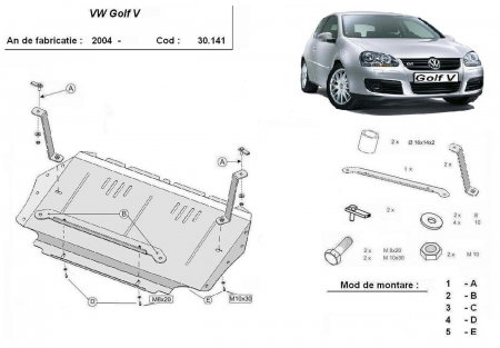 Scut motor Vw - Scut Motor Metalic VW Golf 5 2004-2009 Protecție Profesională Radiator Fereastră Ulei Karmaster