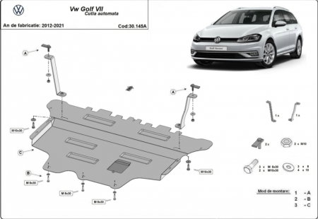Scut Motor Metalic VW Golf 7 2012-2019 Protecție Profesională DSG Radiator Bară Fereastră Ulei Karmaster [0]