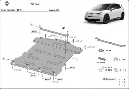 Scut motor Vw ID - Scut motor metalic VW ID.3 (2019 - prezent) - Protecție oțel 2mm cod 30.153
