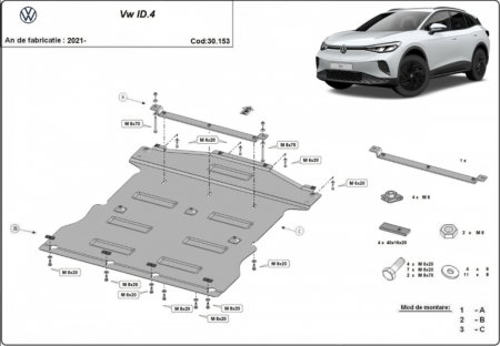 Scut motor Vw ID - Scut motor metalic VW ID.4 (2021 - prezent) - Protecție oțel 2mm cod 30.153