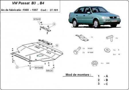 Scut motor Vw - Scut Motor Metalic VW Passat 1988-1997 Protecție Profesională Motor Cutie Viteze Fereastră Ulei Karmaster