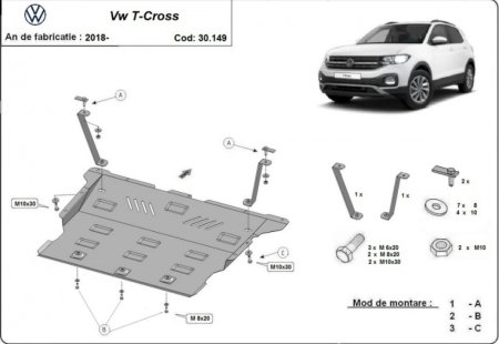 Scut motor Vw T-Cross - Scut Motor Metalic VW T-Cross (2018 - 2026) – Protecție Profesională 2mm