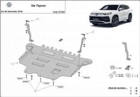 Scut motor Vw Tayron - Scut Motor Metalic VW Tayron (2018 - 2026) – Protecție Profesională 2mm