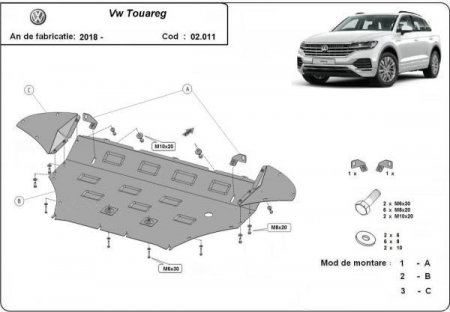 Scut motor Vw - Scut motor metalic VW Touareg (2018-Prezent) 2mm - karmaster.ro