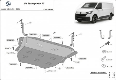 Scut Motor Metalic VW Transporter T7 (2023 - Prezent)