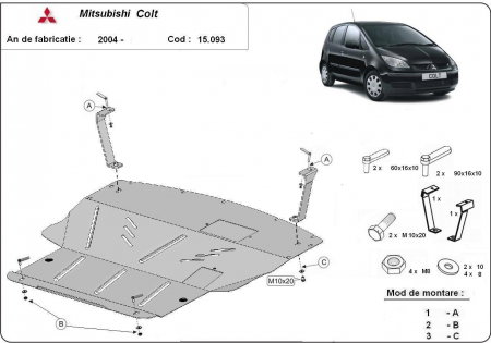 Scut-Motor-Metal-Mitsubishi-Colt-2002-2013-2mm-Protectie-Integrala-Karmaster [0]