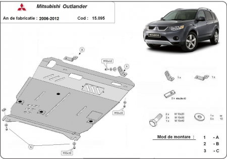 Scuturi metalice - Scut-motor-metalic-Mitsubishi-Outlander-2006-2012-protectie-radiator-Karmaster