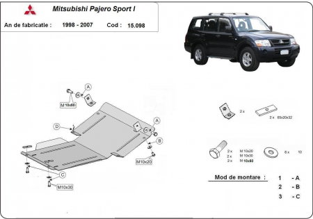 Scut motor metalic 3mm pentru Mitsubishi Pajero Sport 1 1998-2007 KarMaster [0]