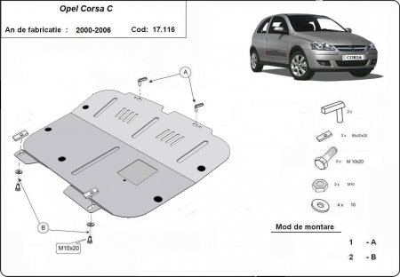 Scut Motor Metalic Opel Corsa C 2000-2006